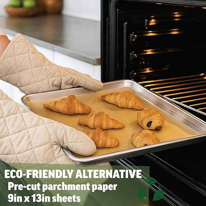 Zenlogy 9x13 Parchment Paper (200 sheets) - Unbleached, High Heat, Non-stick, Pre-cut Baking Paper