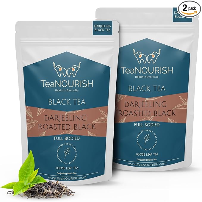 TeaNOURISH Darjeeling Roasted Black Tea | Darjeeling Loose Leaf Tea | Full Bodied & Robust |