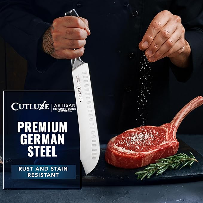 Cutluxe Butcher Knife – 10″ Bullnose Carving Knife, Forged High Carbon German Steel – Full Tang &