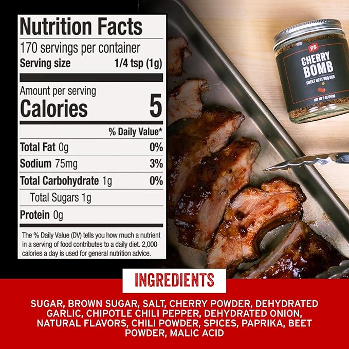 PS Seasoning Cherry Bomb Dry Rub - Sweet Heat BBQ Seasonings and Rubs for Smoking, Grilling, Baking
