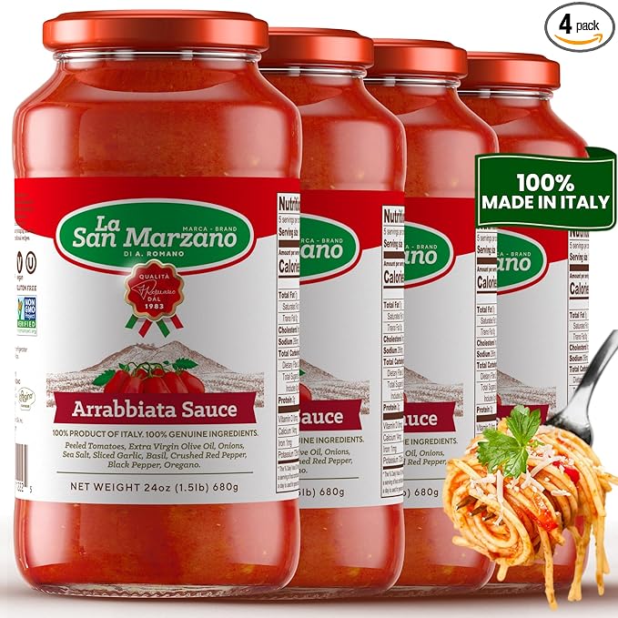 La San Marzano Arrabiata Sauce, 24 oz, Pasta Sauce Made in Italy, All Purpose Tomato Premium