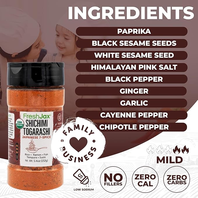 FreshJax Organic Shichimi Togarashi ??Japanese 7 Spice Seasoning Mix (5.4 oz) Non-GMO, Gluten-Free