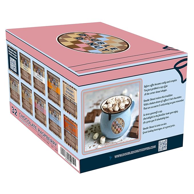 Double Donut Flavored Hot Chocolate, Raspberry Hot Chocolate, Hot Chocolate Packets, Hot Cocoa Mix