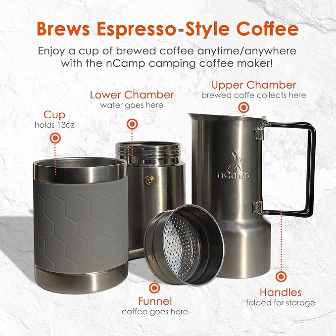 nCamp - Café, Portable Coffee Maker, Portable Espresso Machine, Compact Camping Coffee Maker