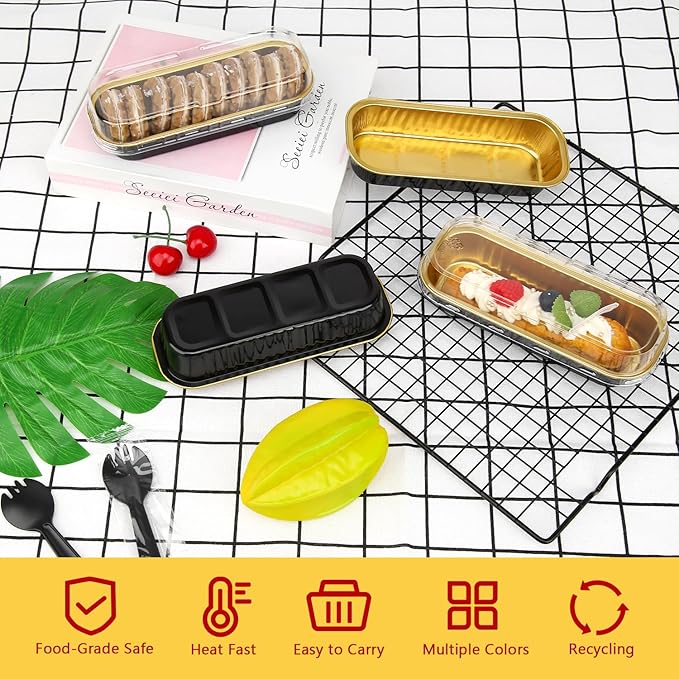 LNYZQUS Aluminum Foil Mini Loaf Pans with Lids 50 Pack, 6.8oz Rectangle Baking Cups Muffin