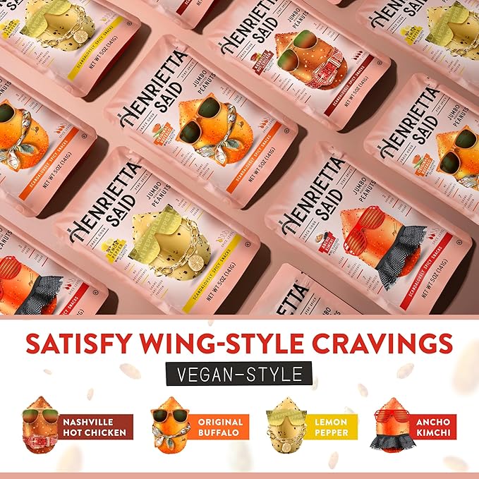 Henrietta Said Wing-Flavored Peanuts - Truly Good Foods Snacking Nuts - Bold Flavors - Savory &