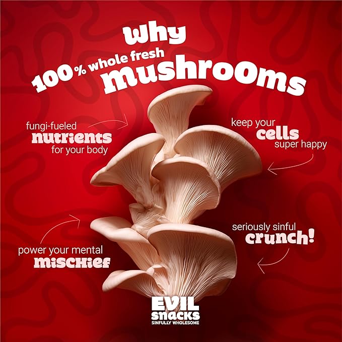 EVIL SNACKS Crunchy Mushroom Chips - Original, Non-GMO Project Verified, Plant-Based, Vegan