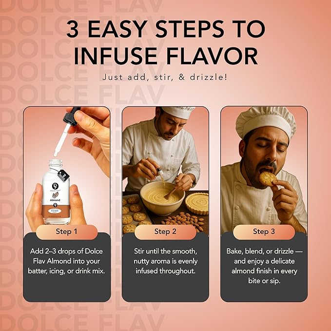 Dolce Flav Natural Almond Extract ??2 Ounce Water-Soluble Kosher, Sugar-Free, Concentrated Pure