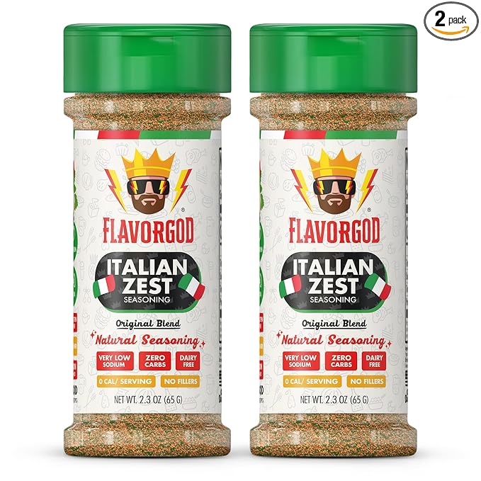 Italian Zest Seasoning Mix, 2 Bottles by Flavor God - Premium All Natural & Healthy Spice Blend for