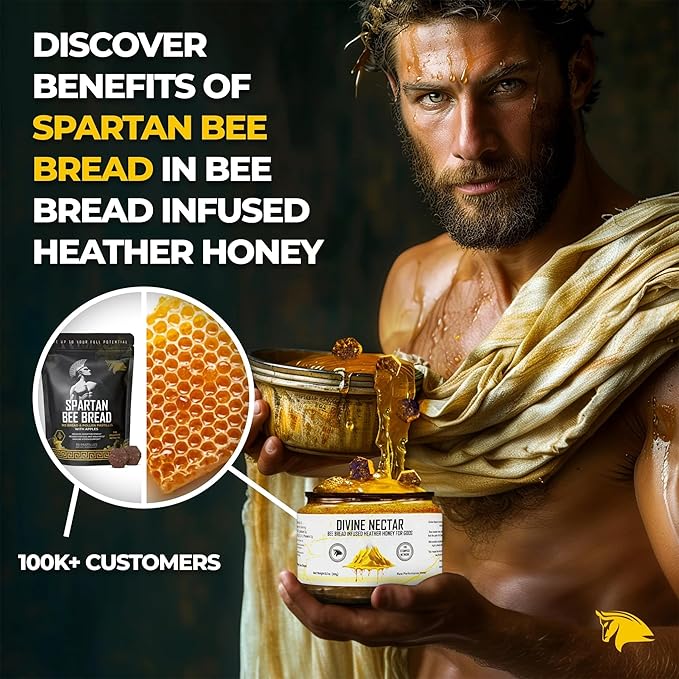 Divine Nectar Spartan Bee Bread Infused Heather Honey | Supercharged Performance, Recovery, and