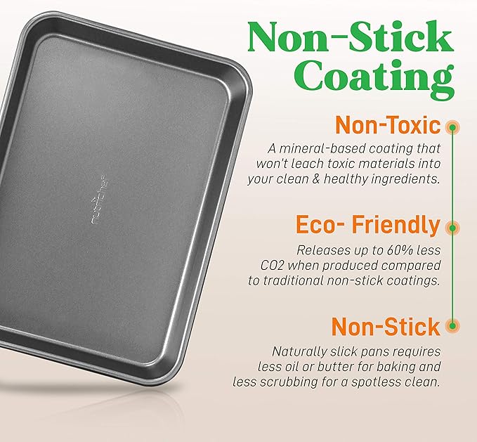 NutriChef 2-Piece Nonstick Stackable Cookie Sheets - Heavy Duty, Non-Toxic Carbon Steel Bakeware