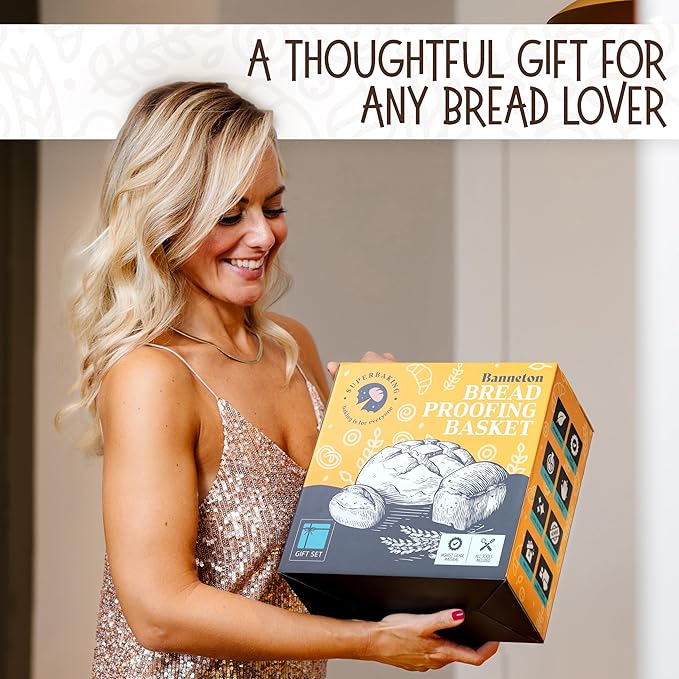 Superbaking 9' Round Banneton Bread Proofing Basket Gift Set??Sourdough Starter Kit for Crusty