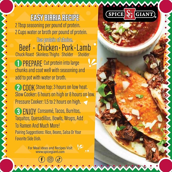 Mexican Birria Seasoning 5 oz | Mexican Spice | All Purpose, Beef, Chicken, Pork & More Seasoning |