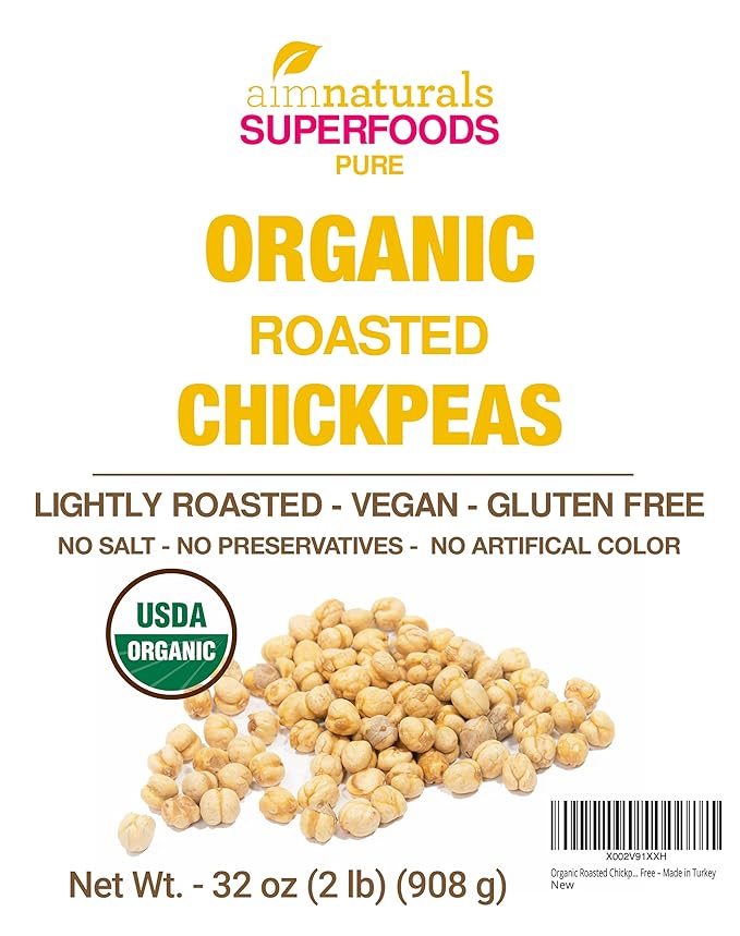 Organic Roasted Chickpeas 2 LB- USDA Organic Certified ??Healthy Snack, Lightly Roasted, No Oil, No