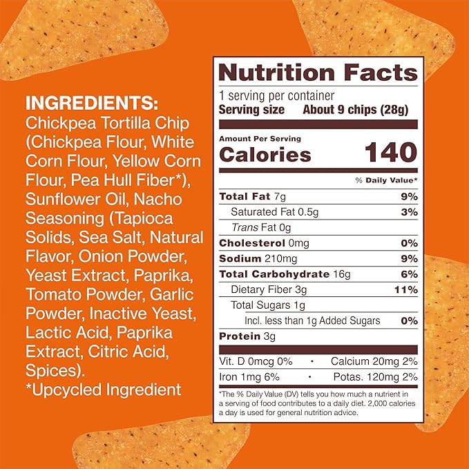 Hippeas Chickpea Tortilla Chips, Nacho Vibes, 1 Ounce (Pack of 18), 3g Protein, 3g Fiber, Vegan
