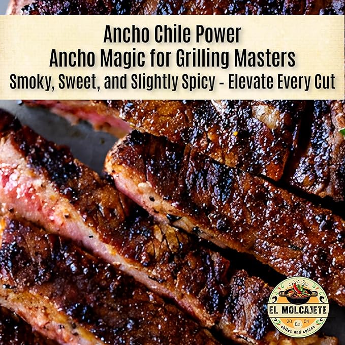 Ancho Chile Powder 4 oz Premium Single Ingredient From Mexico El Molcajete Brand for Sauces, Salsa