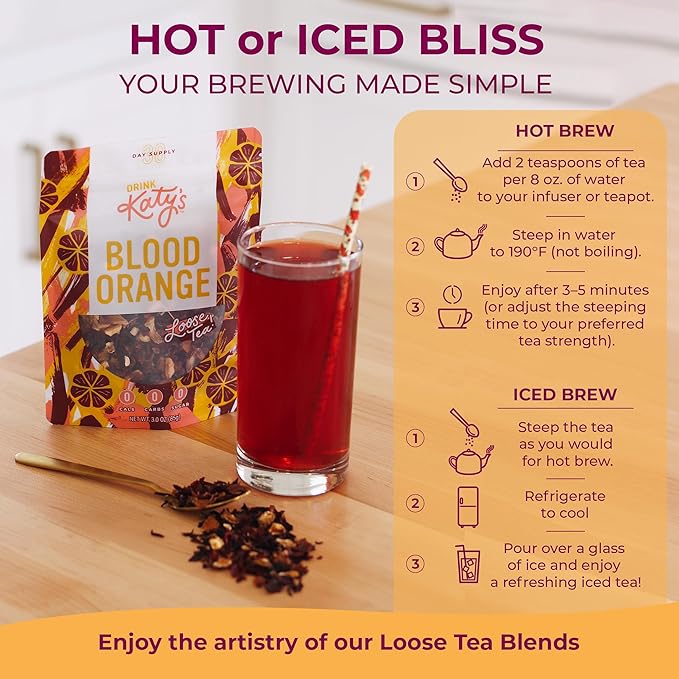 Katy's Blood Orange Loose Leaf Tea | Fruity & Citrusy Herbal Tea | Orange Peel & Hibiscus |
