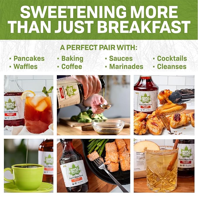 Maple Valley Organic Pure Maple Syrup, Dark & Robust Better Than Pancake Syrup, Use for Coffee or