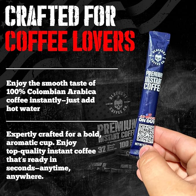 Blackout Coffee Colombian Arabica Instant Coffee – Medium Roast, Strong Aromatic, Single Serve