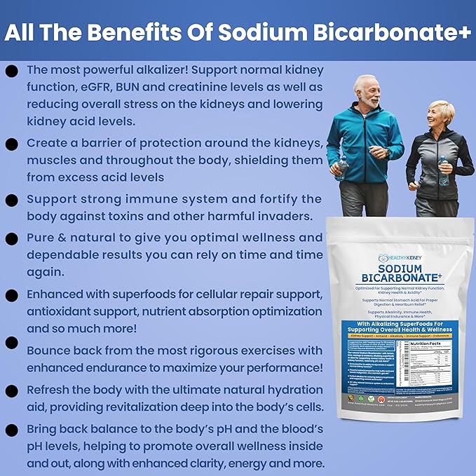 Organic Use Sodium Bicarbonate Alkaline Supplement for Alkalinity. Support Kidneys & Stomach Acid