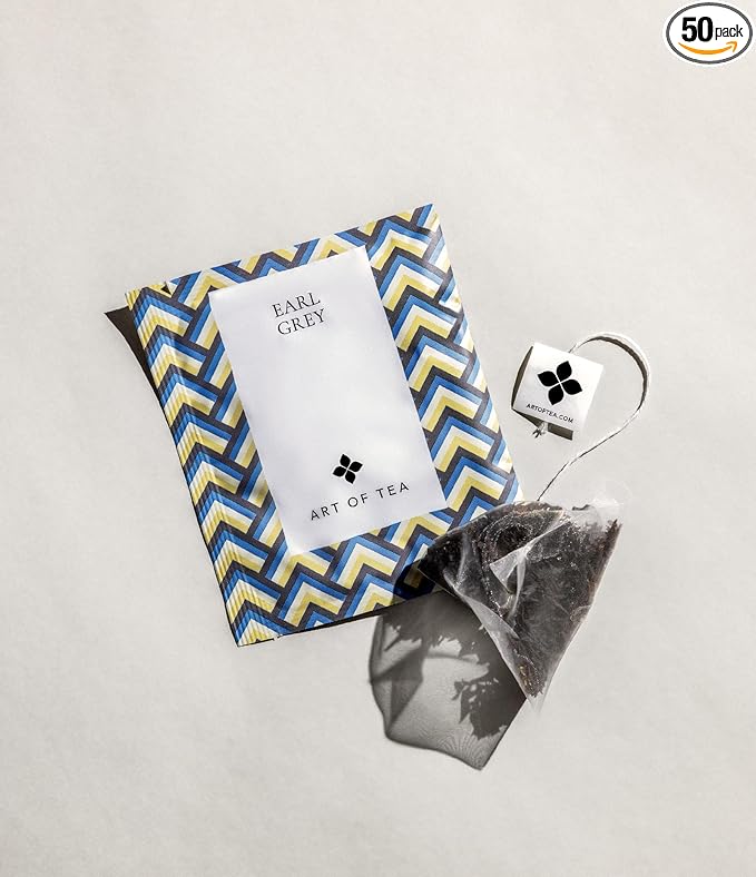Art of Tea | Organic Earl Grey Black Tea | Earl Grey Tea Bag | 50 Eco Friendly Pyramid Black Tea