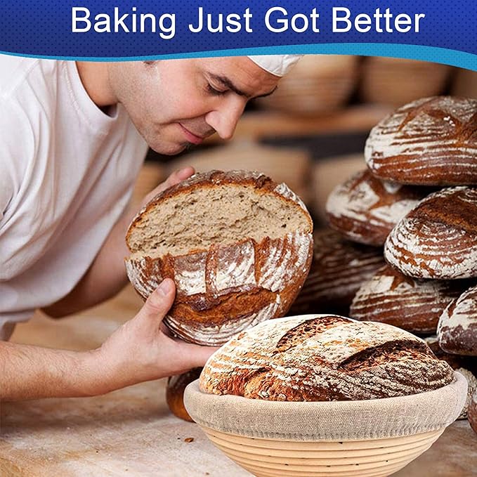 10 Inch Round Bread Banneton Proofing Basket Set of 2 Sourdough Proofing Basket kit for Artisanal