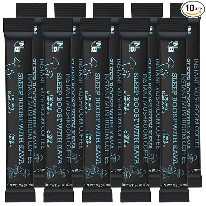 Sleep Boost with Kava Organic mushroom Instant Coffee - 10 x 9g Packets - Healthy Coffee