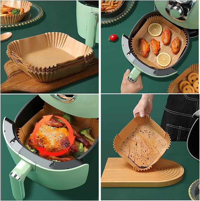9inch 200Pcs Air Fryer Liners Disposable,Non-Stick Food Grade Air Fryer Parchment Paper Liner,Oil