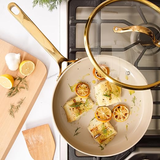 bloomhouse 10 Inch Heavy Duty Aluminum Premium PFA Free Ceramic Nonstick Saute/Deep Frying Pan