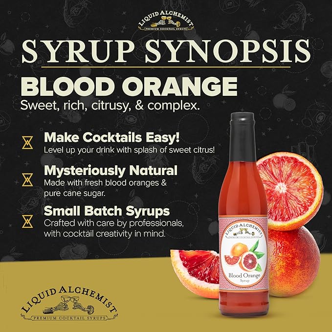 Liquid Alchemist Blood Orange Syrup for Cocktails - Real Ingredients Make our Blood Orange Puree a