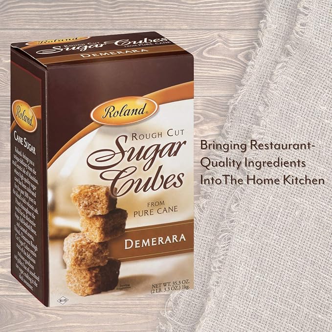 Roland Foods Demerara Rough Cut Brown Sugar Cubes, Specialty Imported Food, 35.2 Ounce Box, Pack of