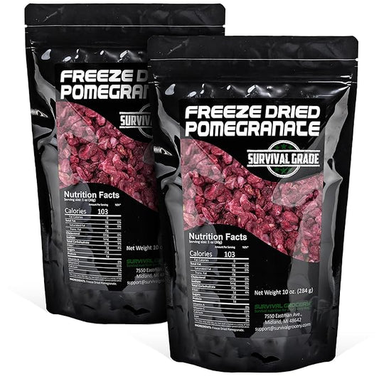 Survival Grocery짰 Freeze Dried Pomegranate Seeds/Arils ??No Sugar Added, No Preservatives, Rich in