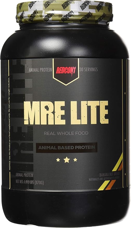 REDCON1 MRE Lite Whole Food Protein Powder, Banana Nut Bread - Low Carb & Whey Free Meal