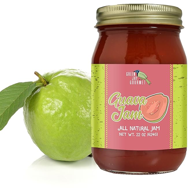Green Jay Gourmet Guava Jam - All-Natural Fruit Jam with Guava Fruit & Lemon Juice - Vegan