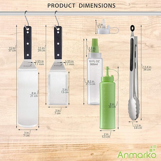 Metal Spatula Set of 4 - Griddle Accessories kit - Grill Flat Spatula Pancake Flipper Hamburger