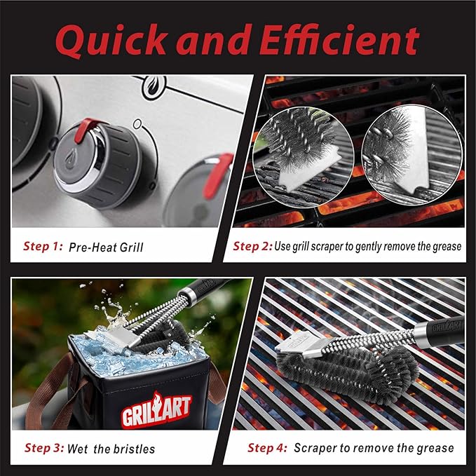 GRILLART Grill Brush and Scraper,18 Inch BBQ Grill Cleaning Brush Kit, Safe Wire Scrubber