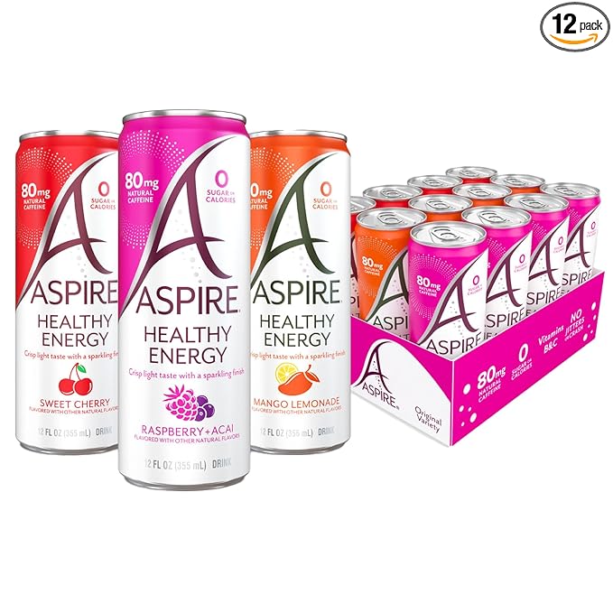 ASPIRE® Classics Variety Pack, Healthy Energy Drink 80mg Natural Caffeine, Zero Sugar No Carbs Keto