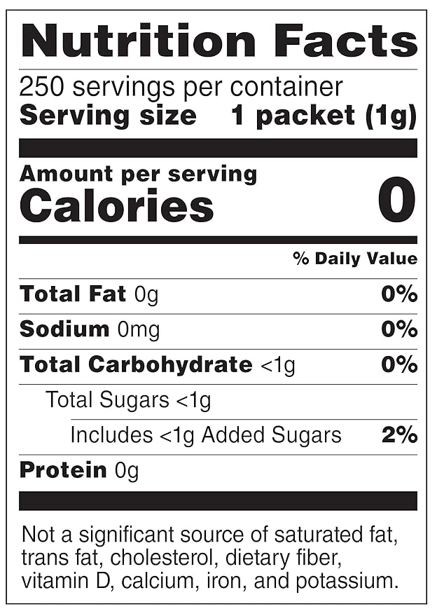 Amazon Brand - Happy Belly Zero Calorie Pink Saccharin Sweetener Powder, 250 Packet, 8.81 ounce