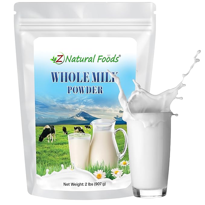 Z Natural Foods Premium Whole Milk Powder - Powdered Milk for Baking, Cooking, Drinks - Dry Milk