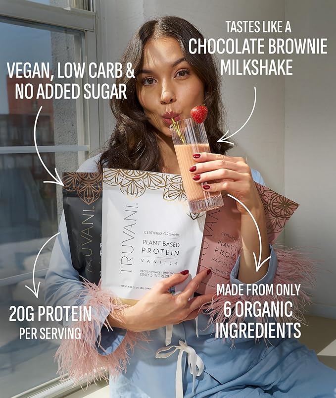 Truvani Vegan Pea Protein Powder | Chocolate | 20g Organic Plant Based Protein | 20 Servings | Keto