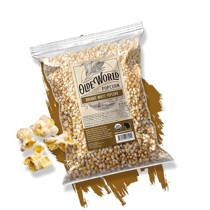 Organic White Popcorn Kernels 6 lb Bag, Non-GMO & Gluten Free, Sodium-Free, Pesticide-Free