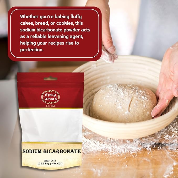 Spicy World Sodium Bicarbonate Powder - Aluminum Free, Food Grade Baking Soda Bulk for Cleaning