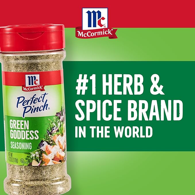 McCormick Perfect Pinch Seasoning, Green Goddess, For Adding Tangy, Herby Flavor to Chicken, Roasted Veggies, Dressings, Sauces & More, 4.23 oz