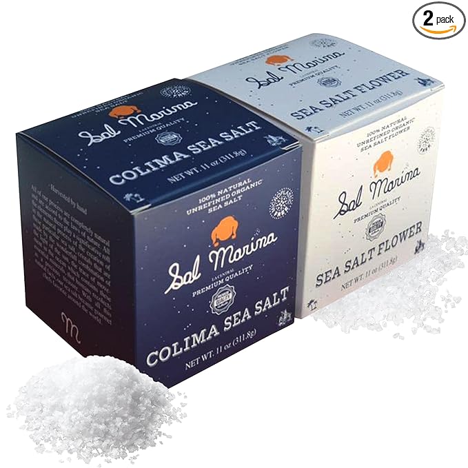 SAL MARINA | Sea Salt & Sea Salt Flower 11oz - Harvested Hand | Kosher Salt 100% Natural - Vegan