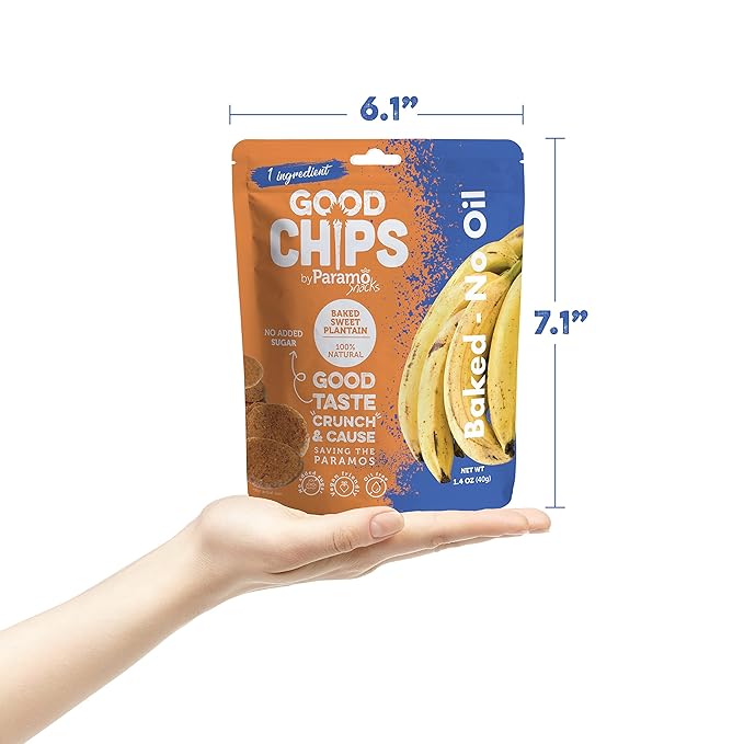 Good Chips Baked Crunchy Sweet Plantain Chips - Crispy, Oil Free, Healthy Maduritos - 0.7 oz - Pack