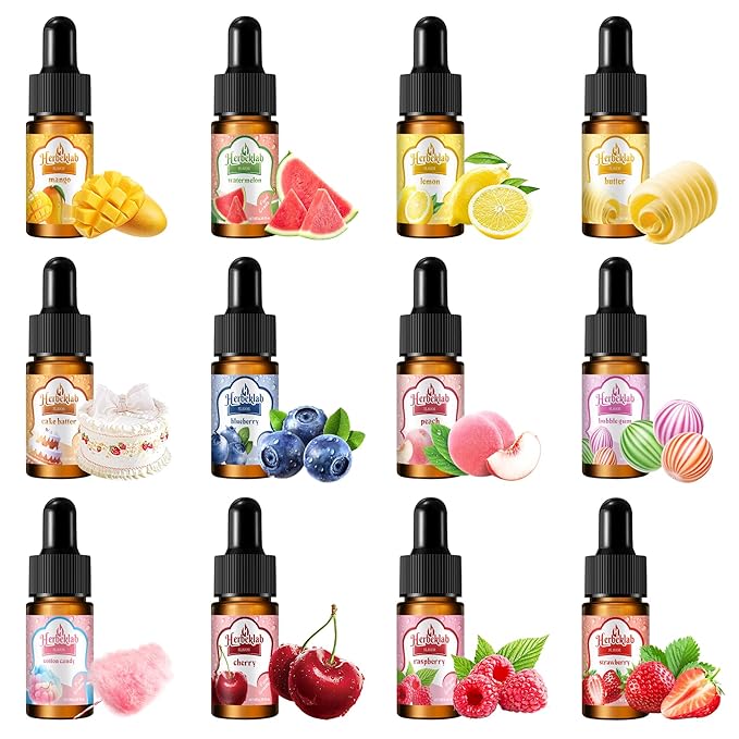 Food Flavoring Oil - Herbeklab Candy Flavoring for Candy Making 12 x 0.35 Fl Oz Extracts and