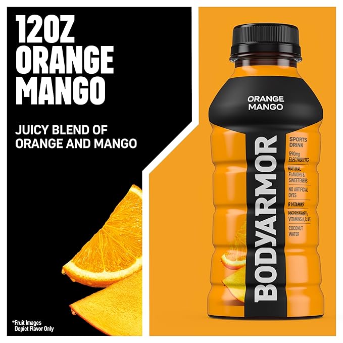 BODYARMOR Sports Drink Sports Beverage, Orange Mango, Coconut Water Hydration, Natural Flavors With