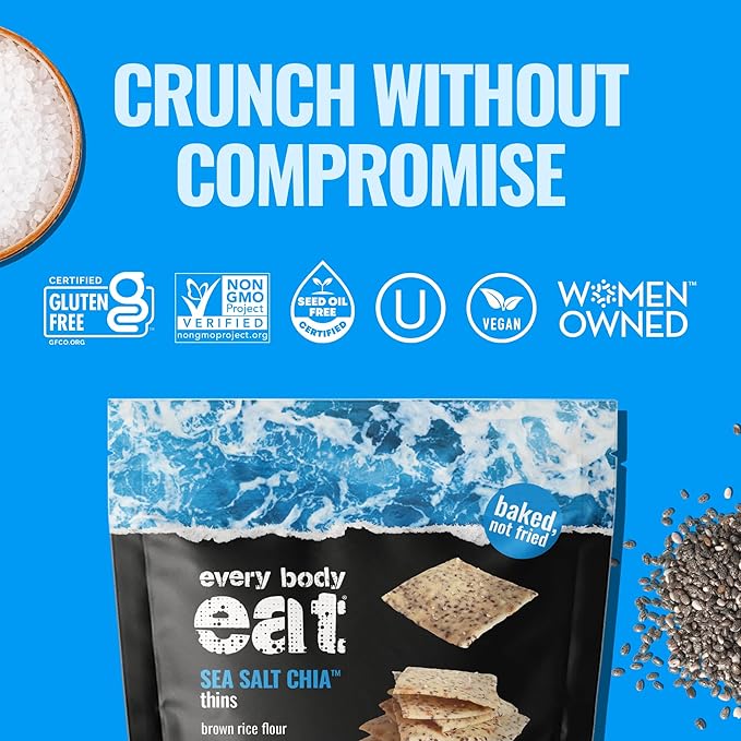 Every Body Eat Snack Thins, Allergen Friendly, Vegan, Gluten Free and Dairy Free (2 Count, Sea Salt