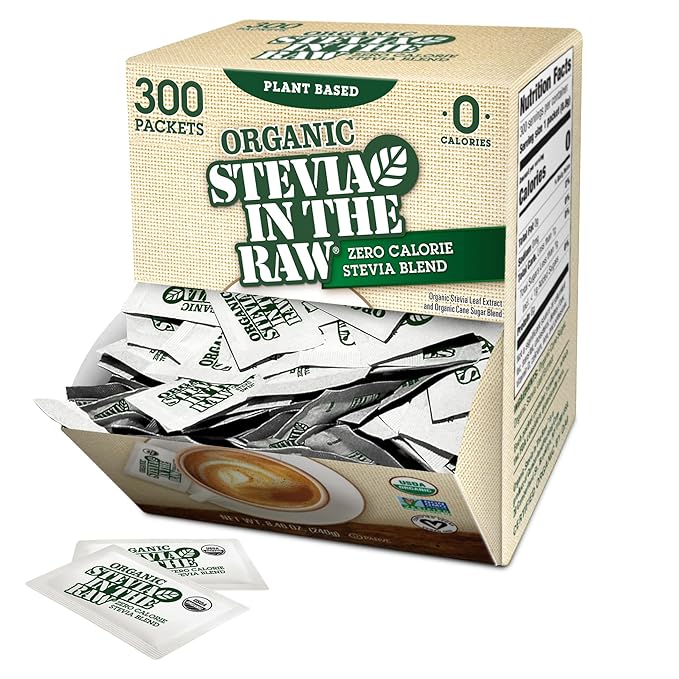 Stevia In The Raw Organic Stevia Sweetener Packets, 300 Ct, Zero Calorie Stevia Sugar Substitute