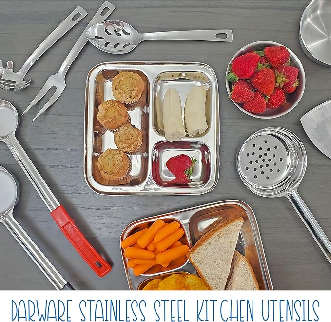 Darware Complete Serving Set (6-Piece, Silver); w/Pasta Server, Fork, Slotted Spoon, Ladle, &